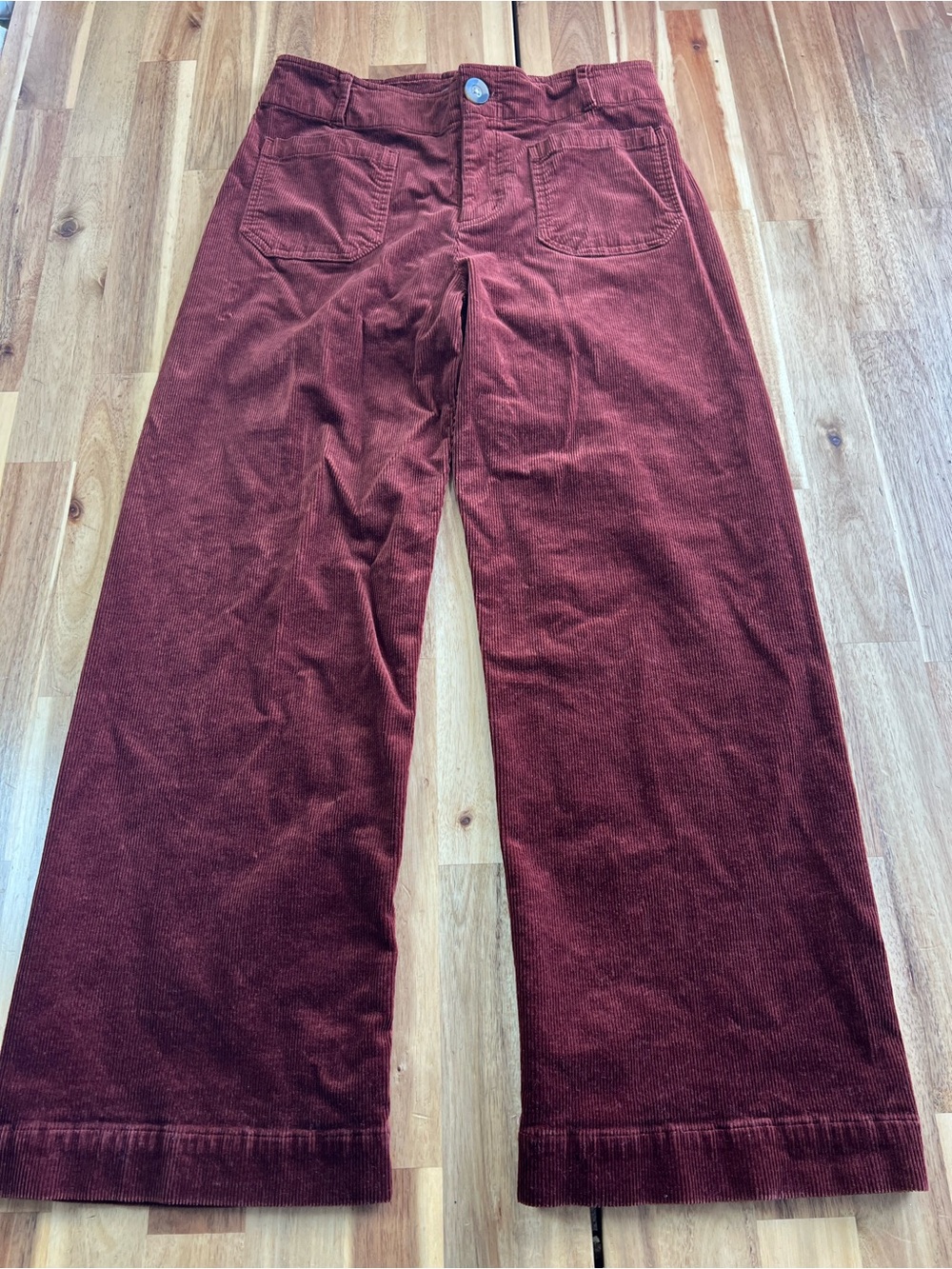 Matty M Wide Leg Corduroy Pants Women’s Small Burnt Burgundy High Rise